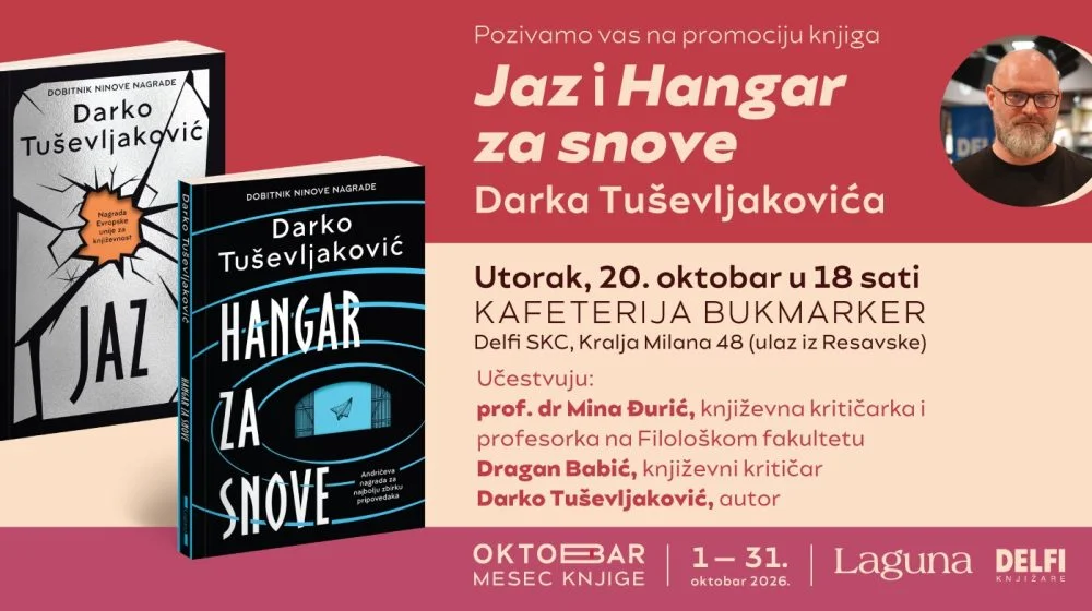 Dobitnik NIN-ove nagrade Darko Tuševljaković predstavlja svoje knjige u Delfi SKC-u